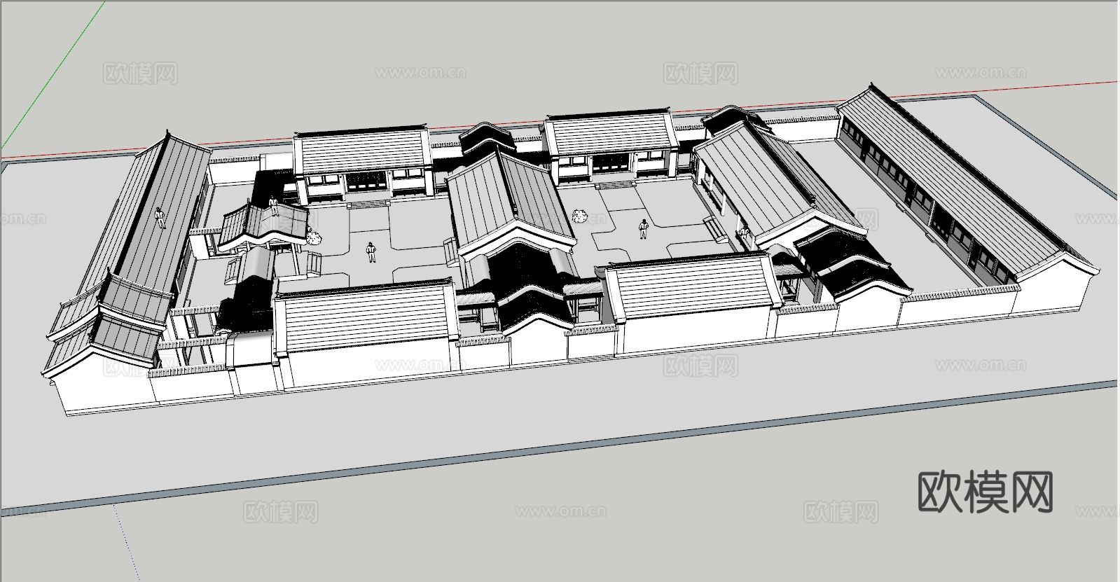 中式四合院su模型