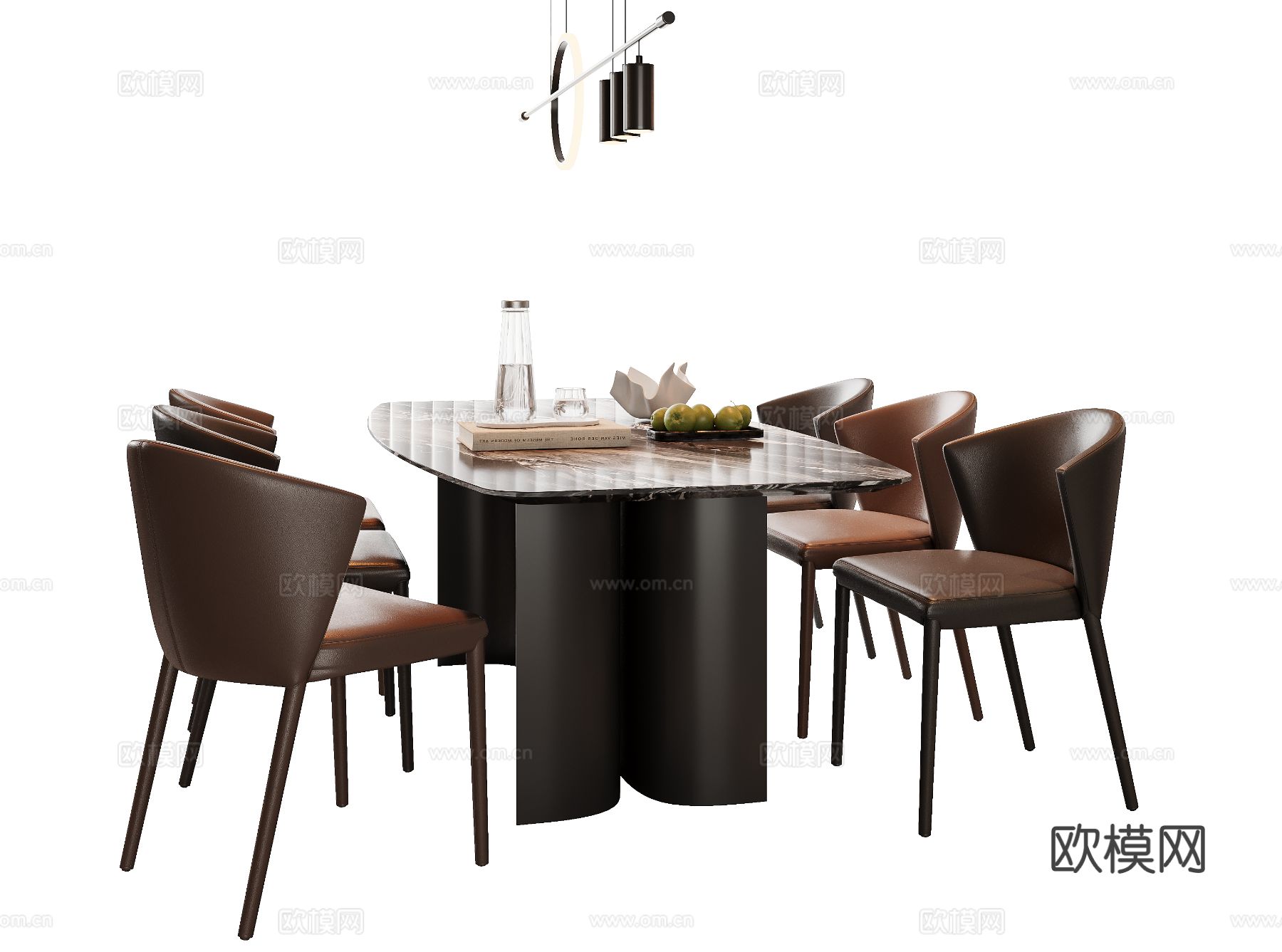 意式餐桌椅3d模型