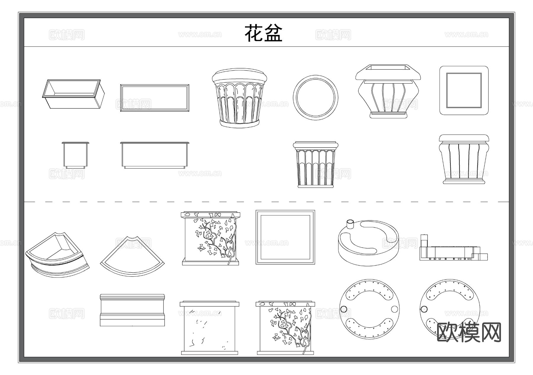 花盆 花架 花篮CAD图库