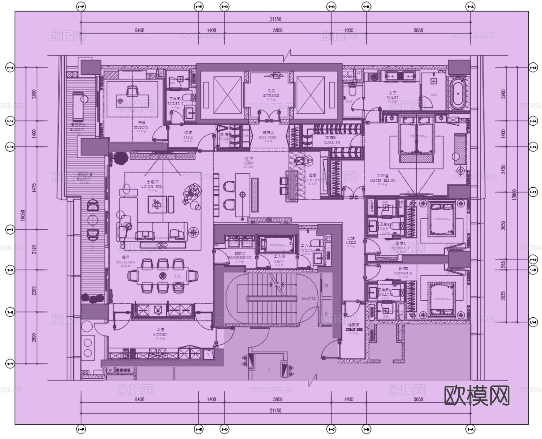 270m²住宅方案平面图