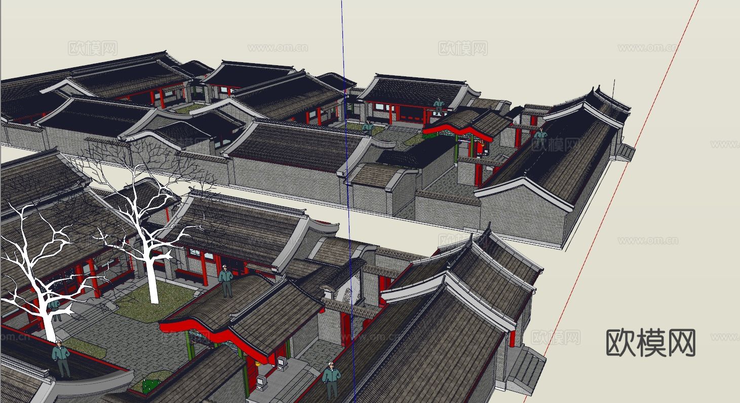 中式四合院免费su模型