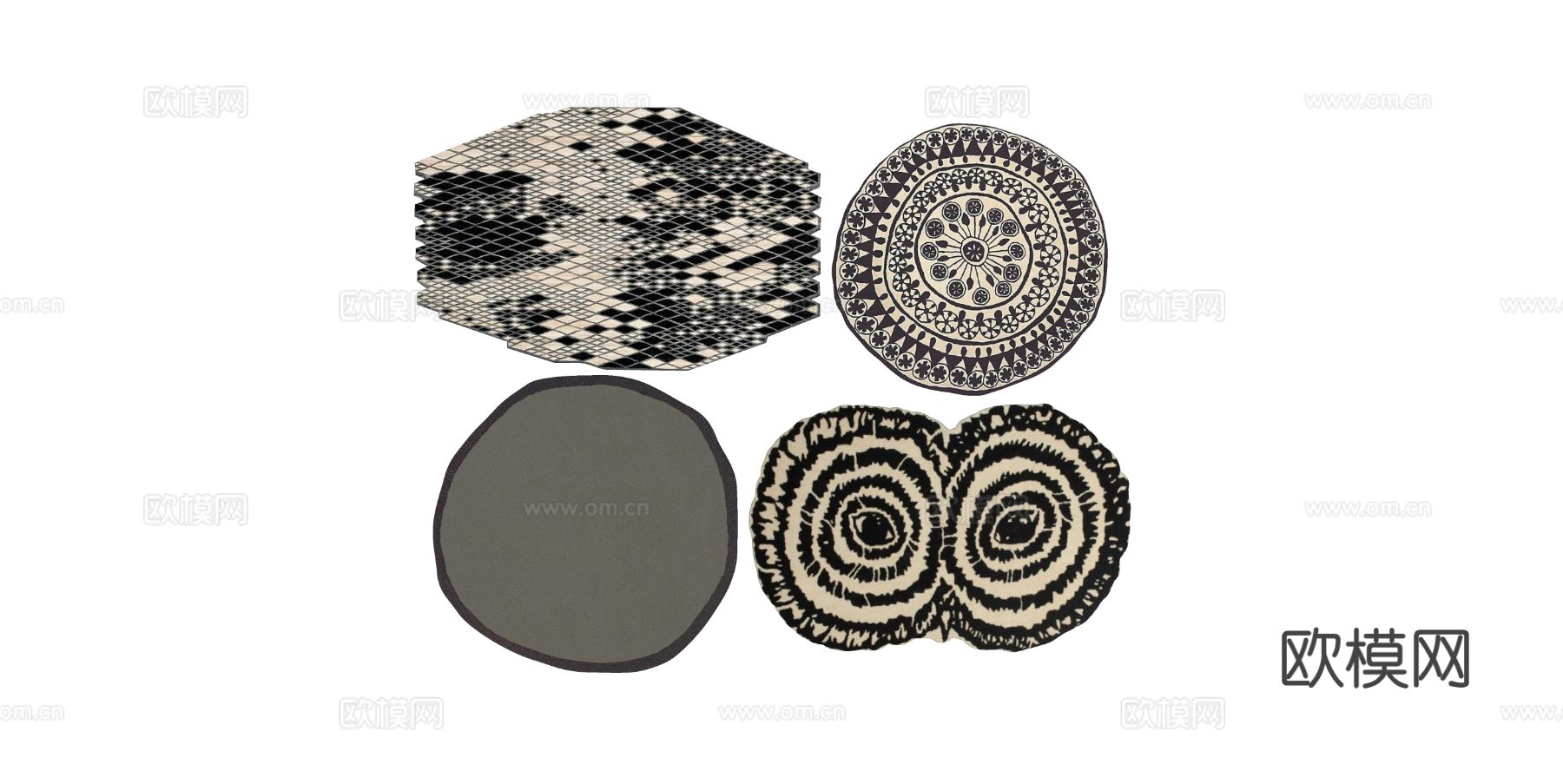 现代不规则地毯su模型下载（渲染图1）