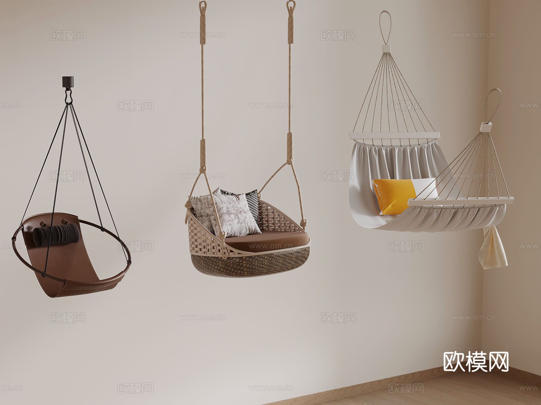 现代吊床 吊椅3d模型下载