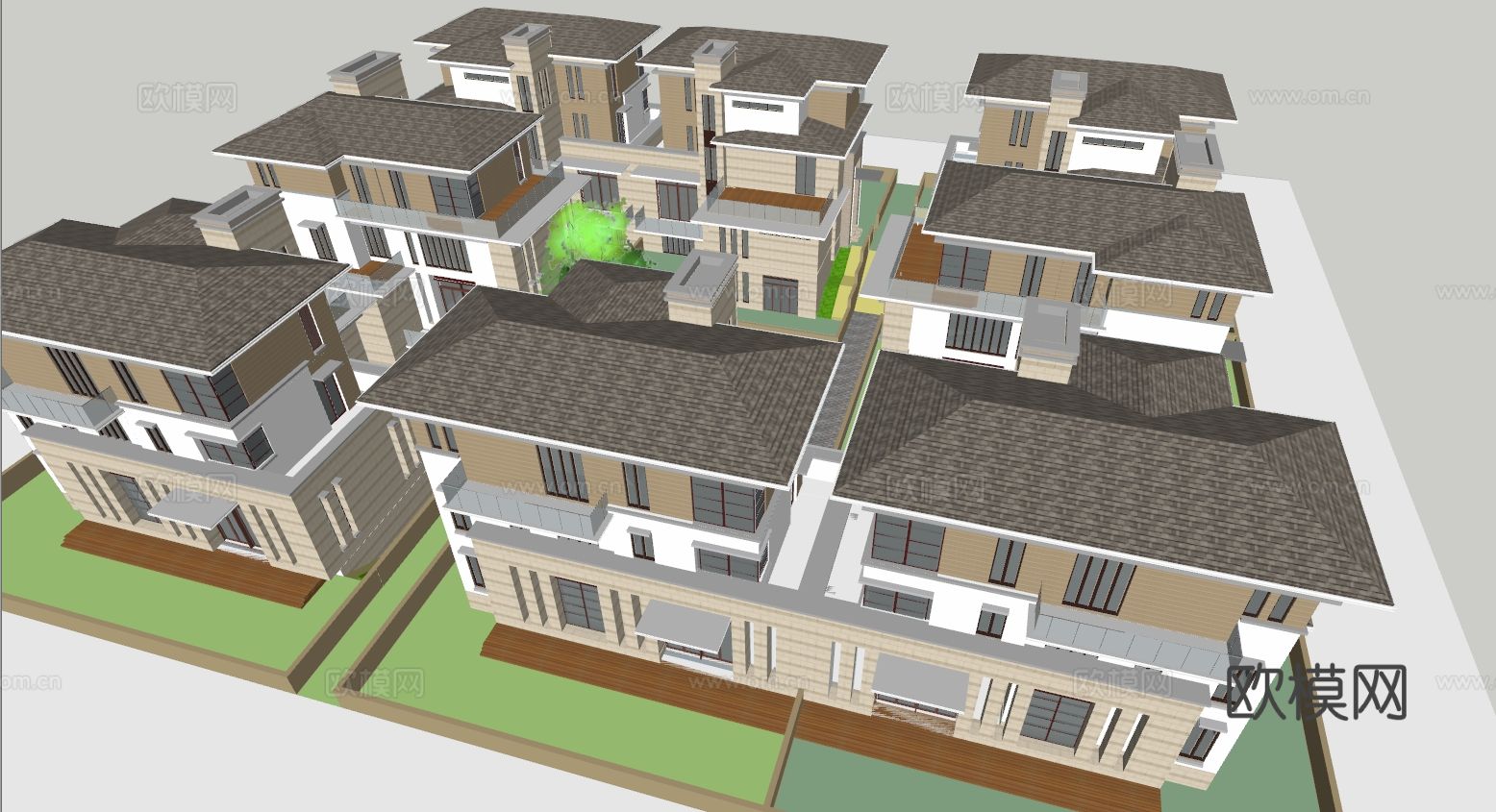 新中式四合院 古建筑su模型