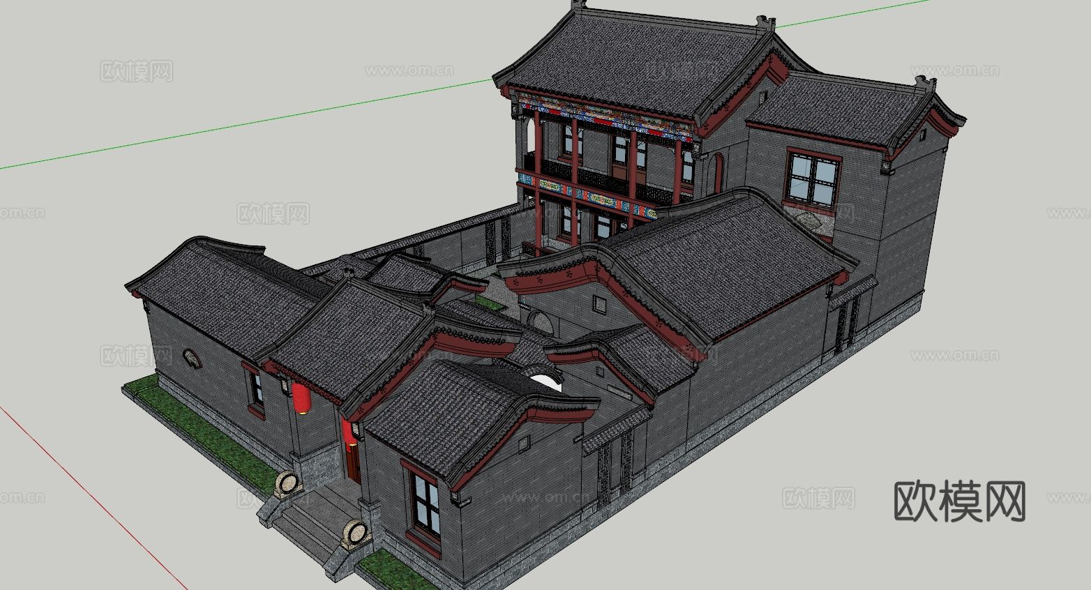 中式四合院免费su模型