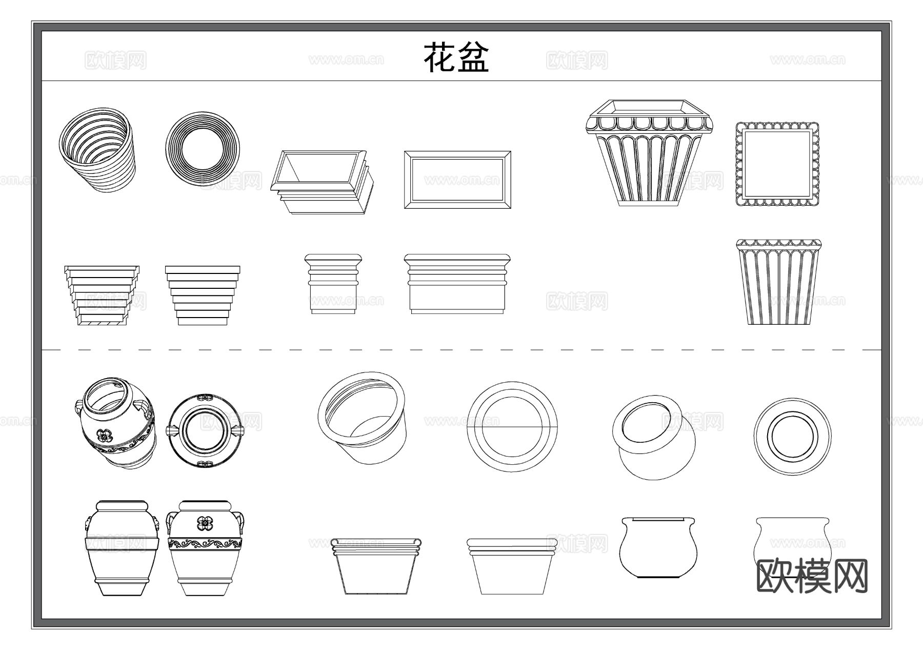 花盆 花架 花篮CAD图库