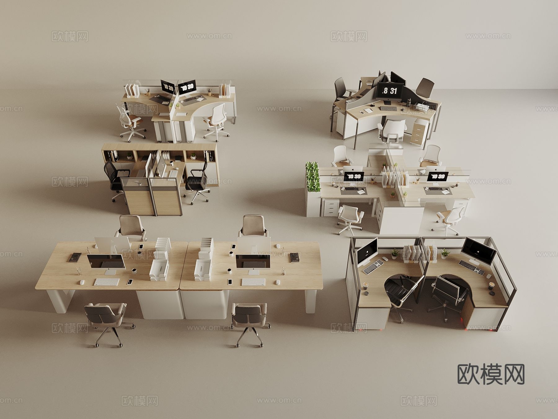 卡位办公桌 工位 岗位3d模型
