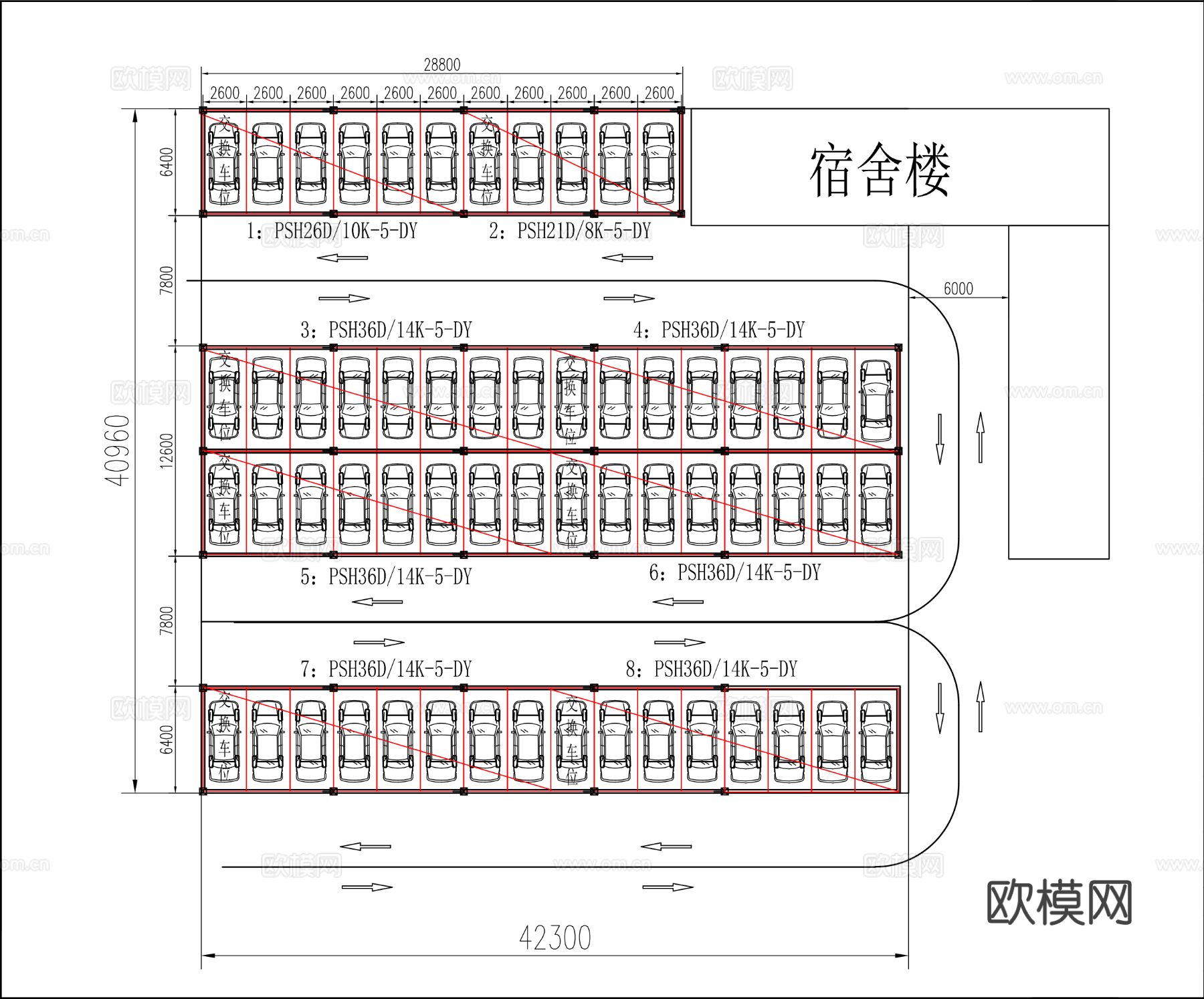 升降横移类机械立体停车库CAD施工图