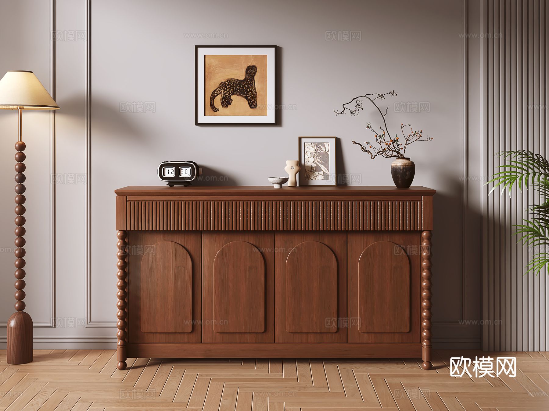 中古风玄关柜 边柜3d模型下载