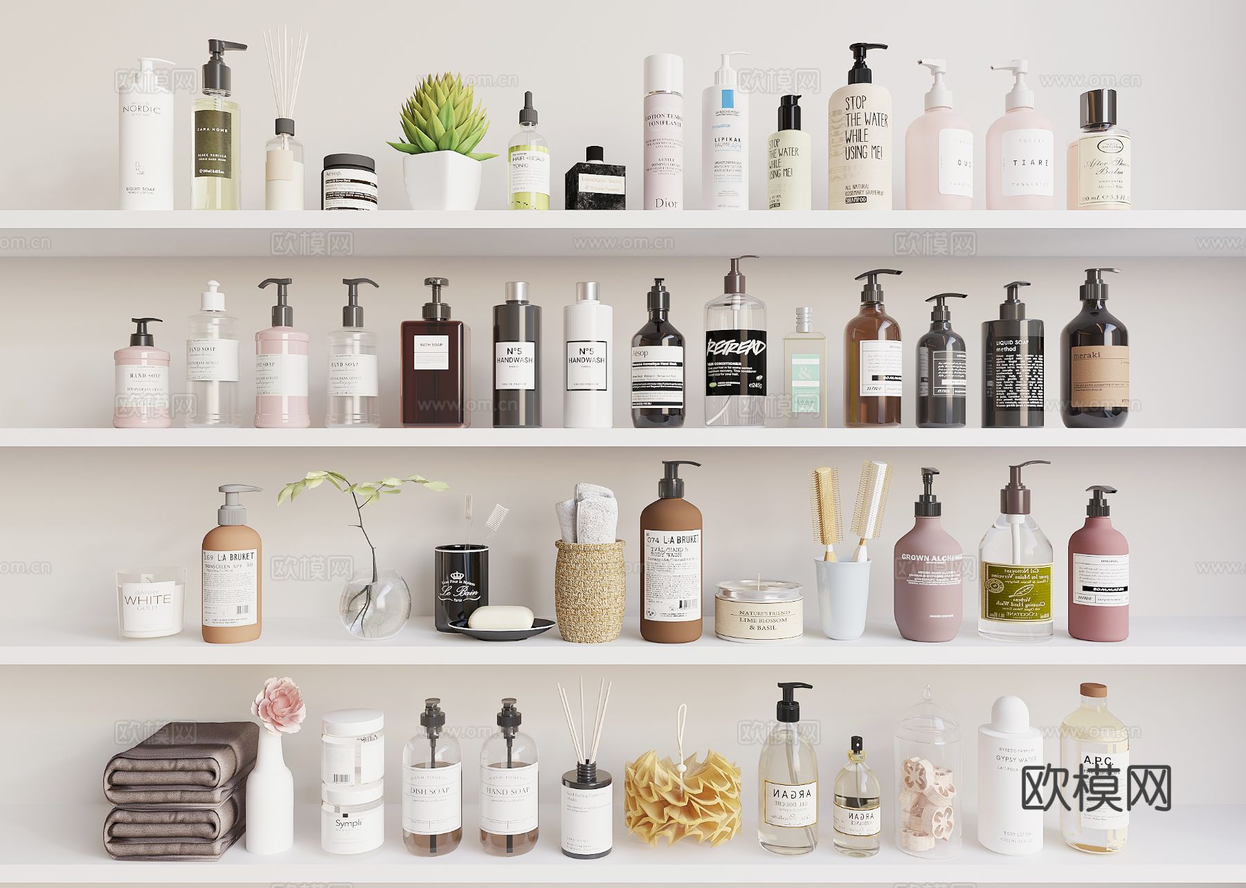 现代洗浴用品 沐浴露 洗发水 香薰3d模型下载