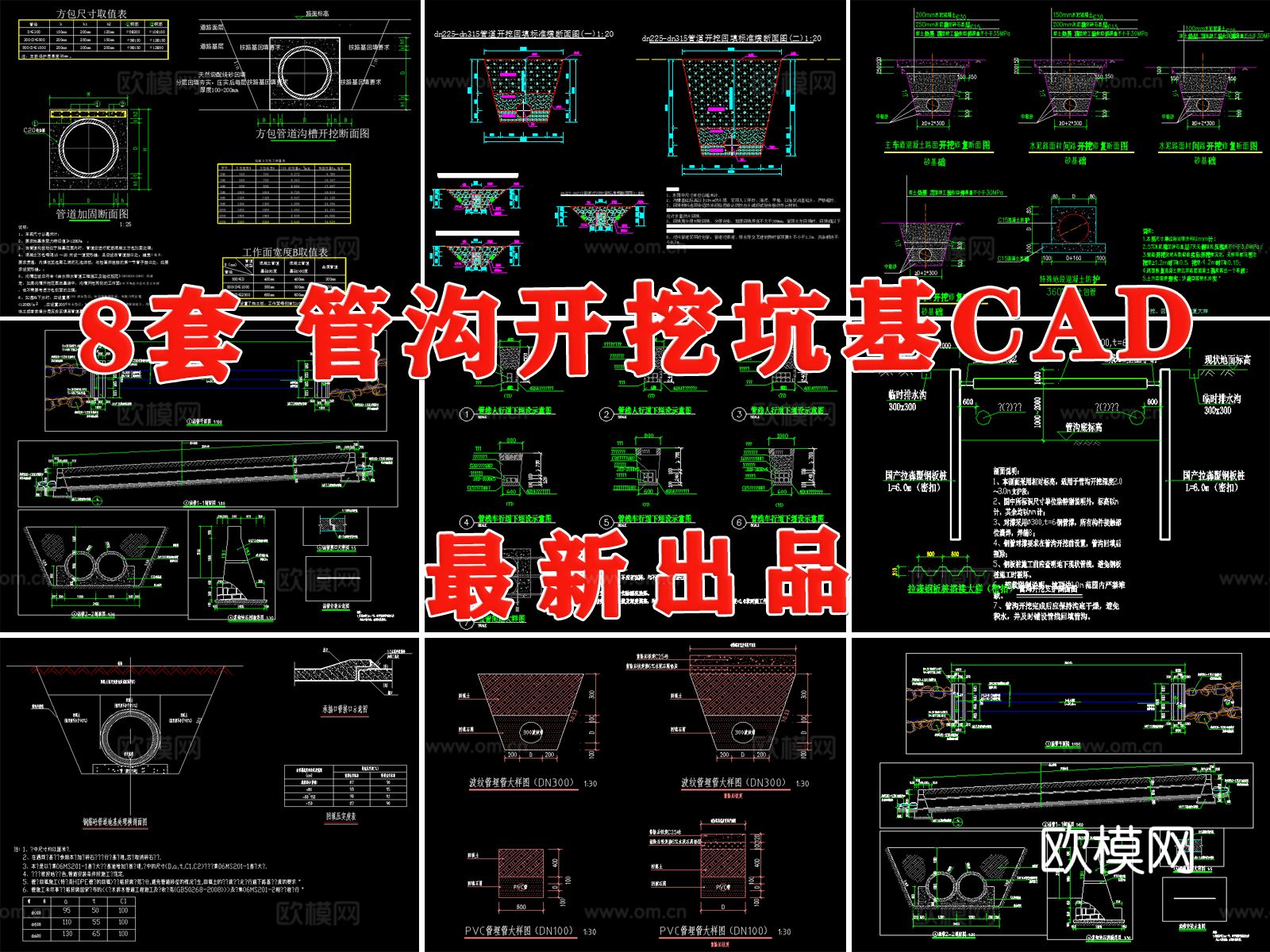 管沟开挖基坑支护HDPE双壁波纹管管沟开挖回填节点大样图