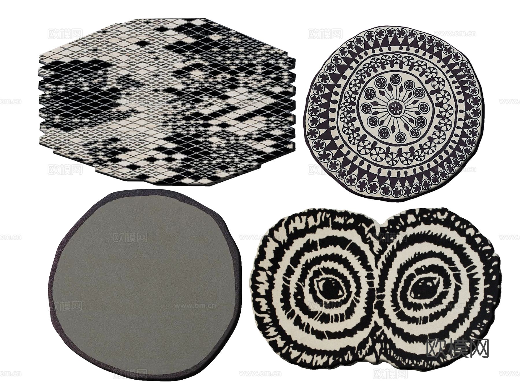 现代不规则地毯su模型下载（渲染图2）