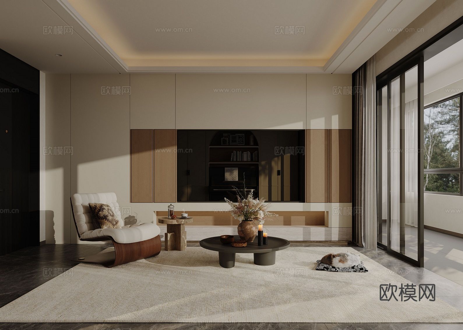 法式客餐厅3d模型下载（渲染图2）