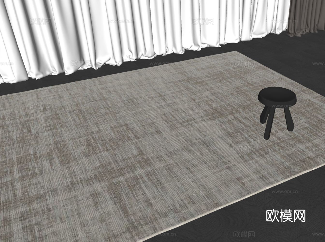 现代地毯su模型下载（渲染图1）