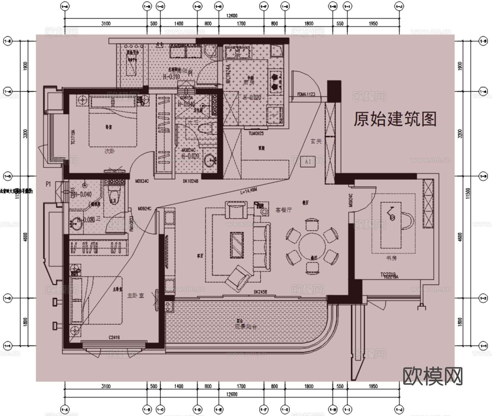 120m²住宅平面方案布置图