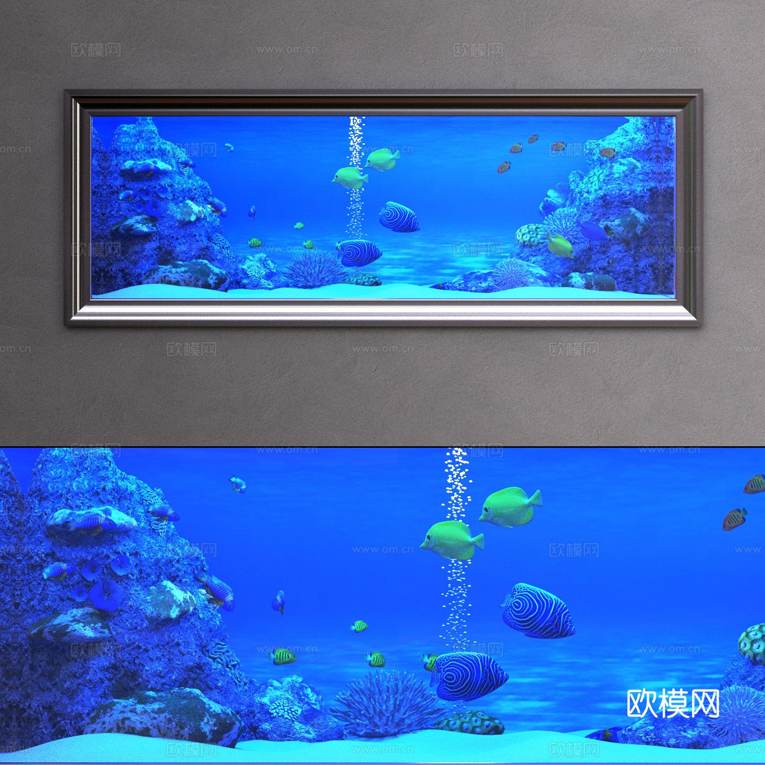 嵌入式鱼缸 水族3d模型下载