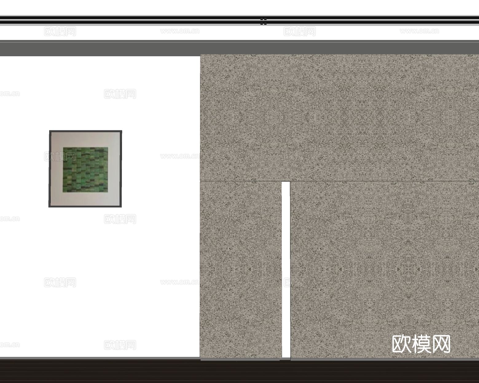 现代背景墙 毛石背景墙 装饰画su模型