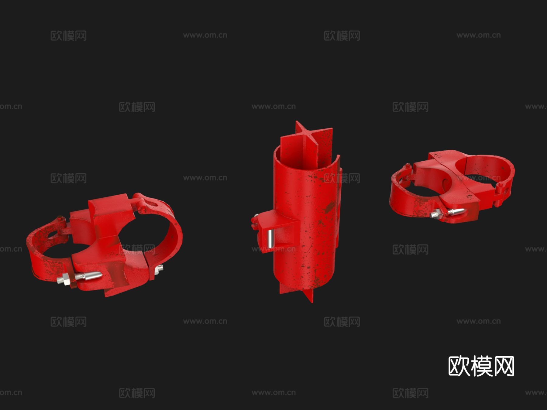 建筑钢管脚手架 卡扣固定器 扣件连接件3d模型