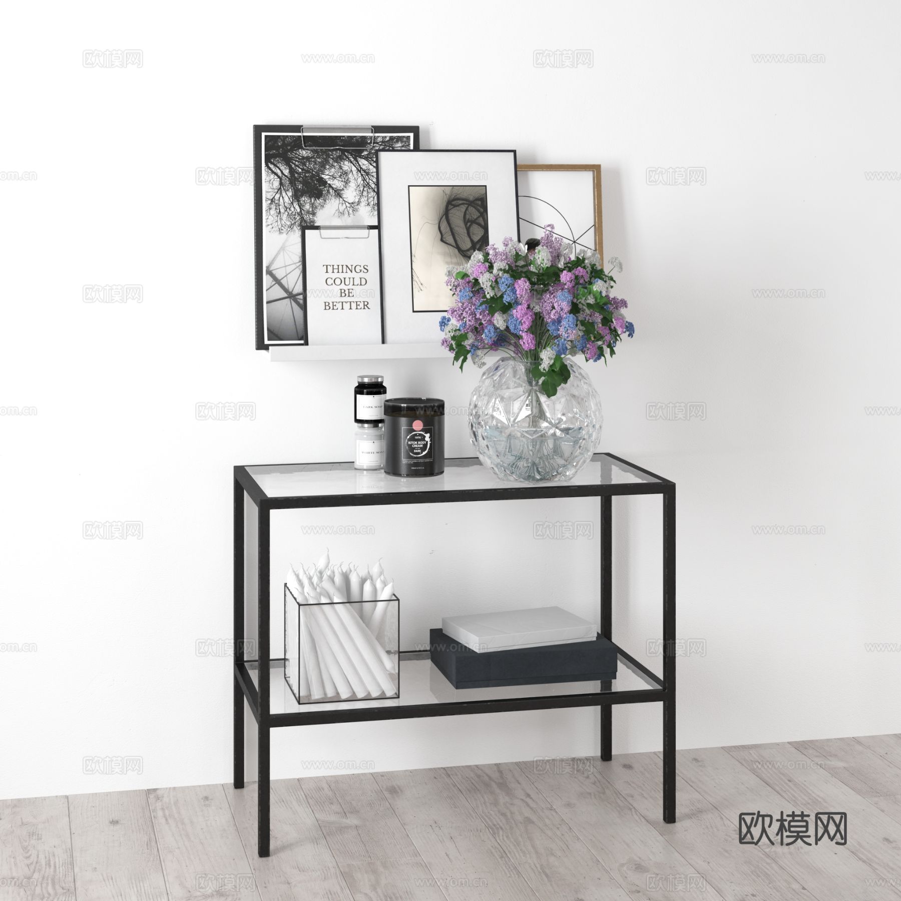 北欧边柜 端景柜 玄关柜3d模型下载（渲染图2）