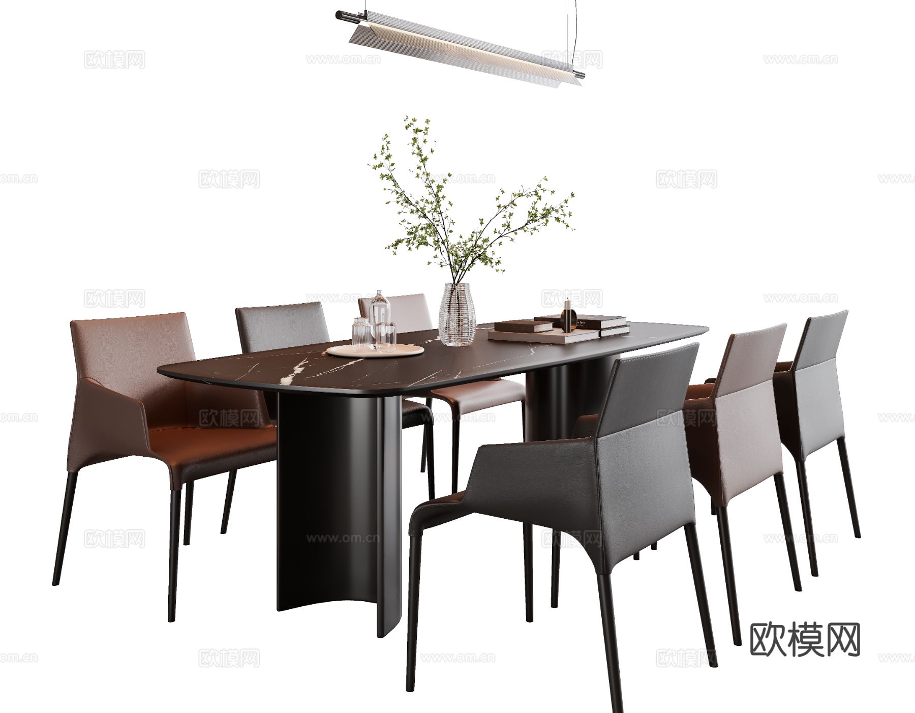 意式餐桌椅3d模型