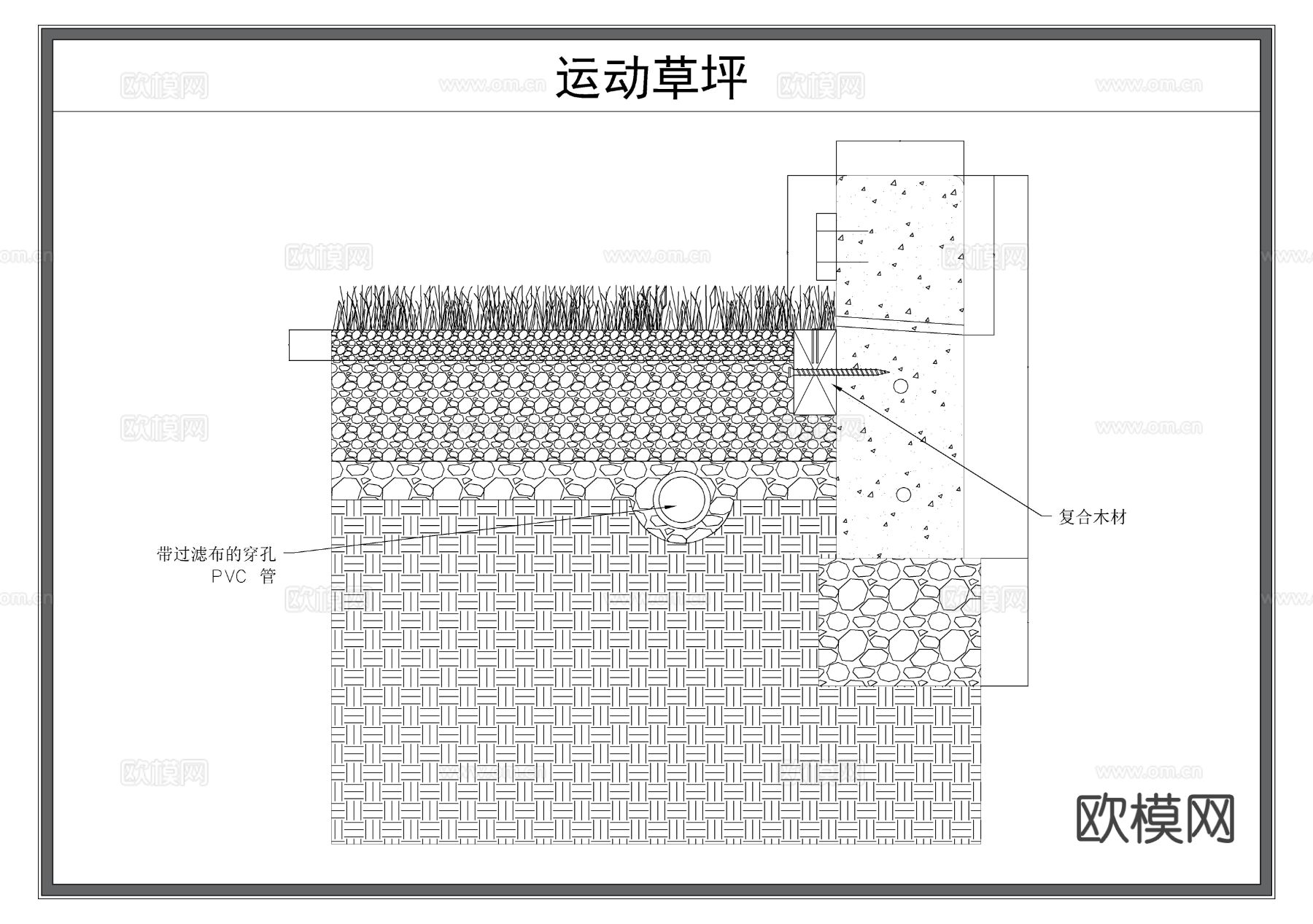 草坪节点大样图 剖面图