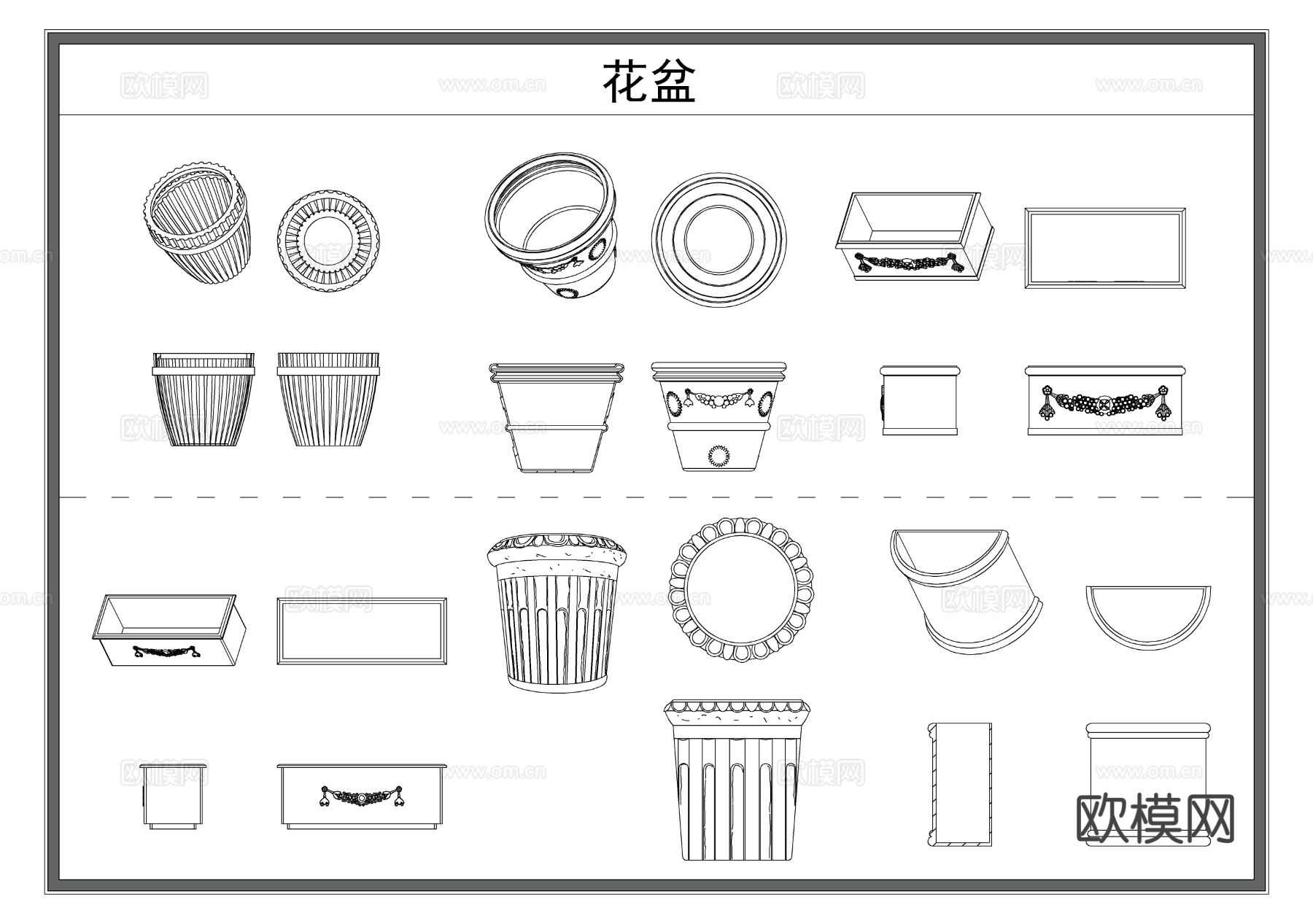花盆 花架 花篮CAD图库