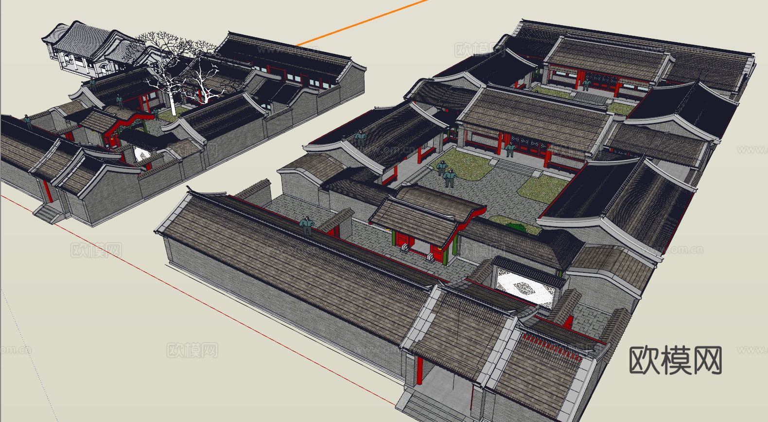 中式四合院免费su模型