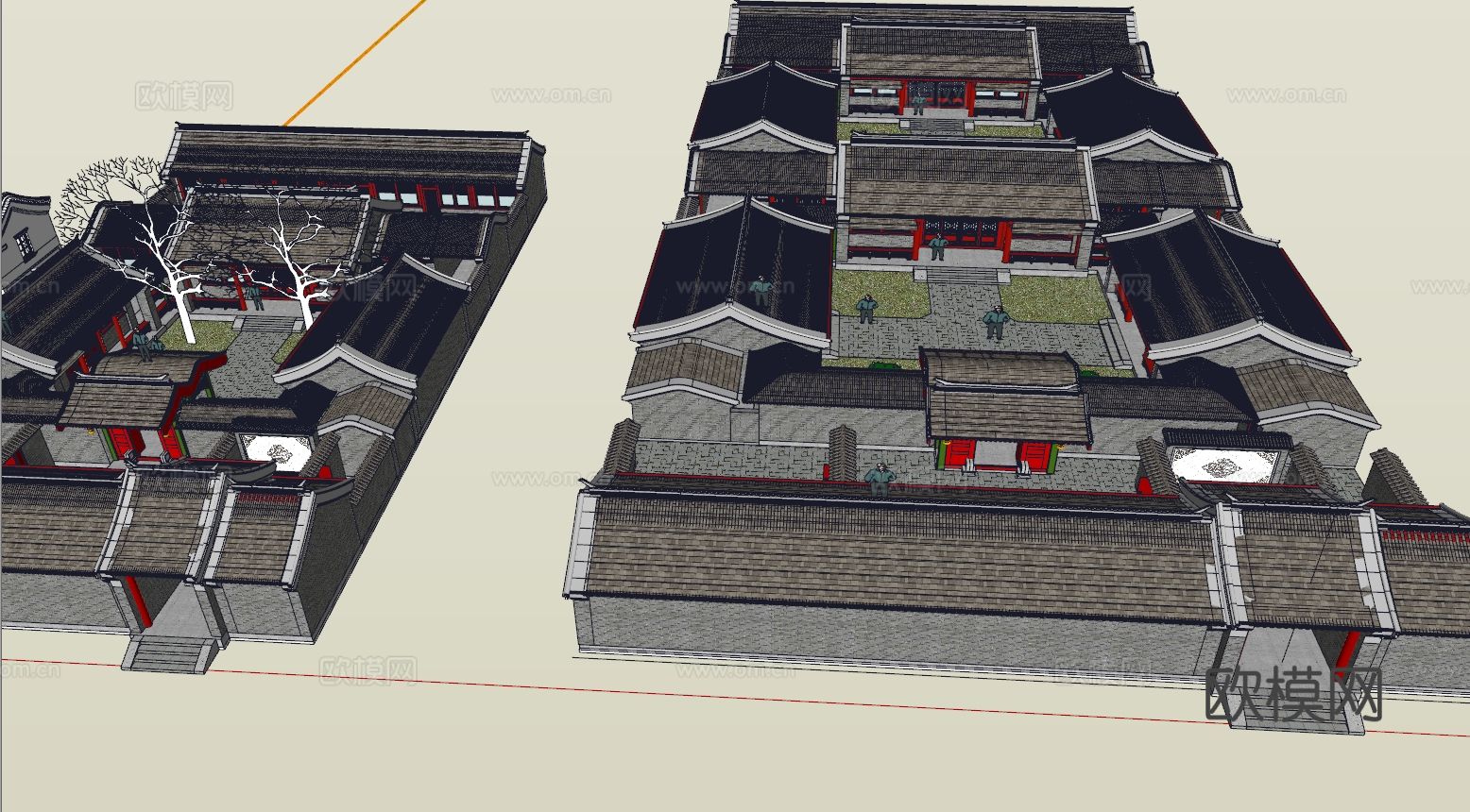 中式四合院免费su模型