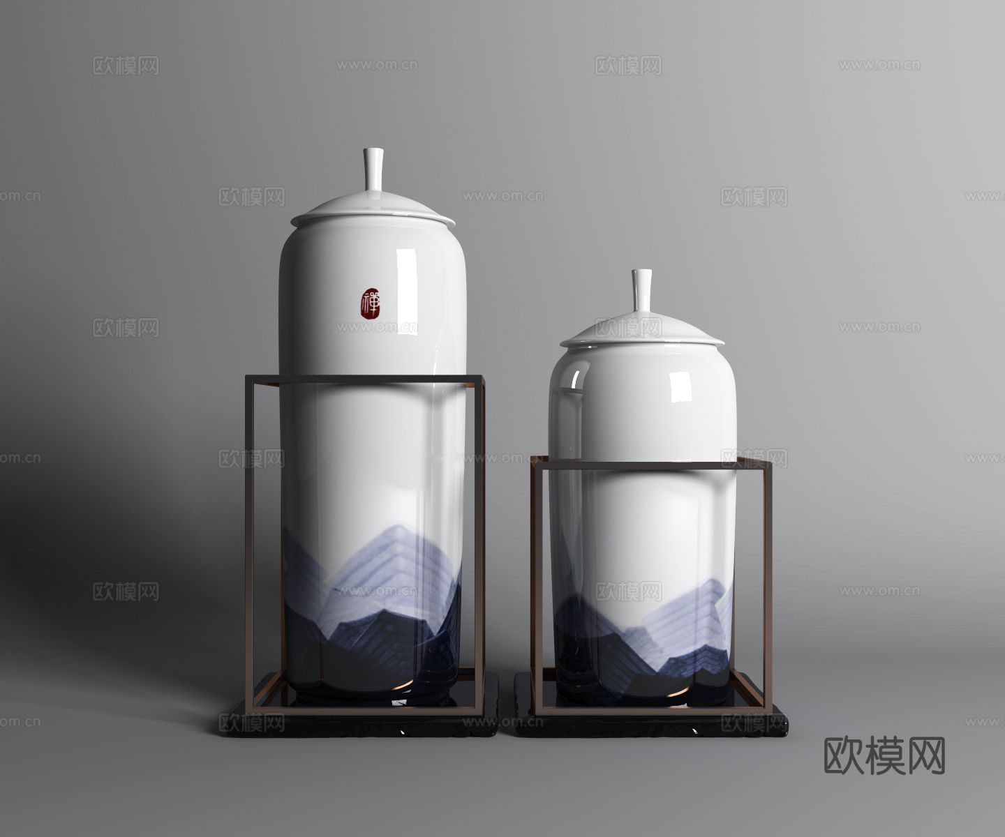 新中式瓷器 花瓶 玉器3d模型