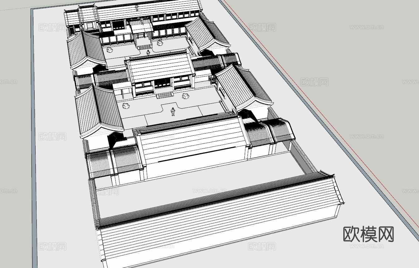 中式四合院su模型