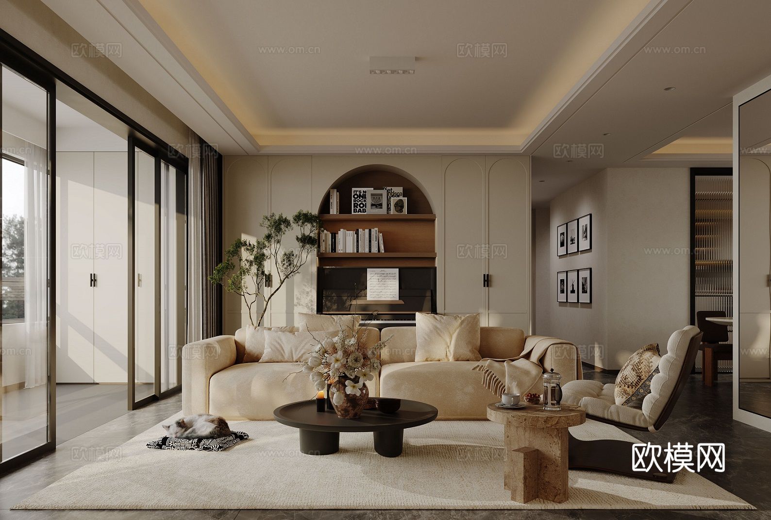 法式客餐厅3d模型下载（渲染图1）