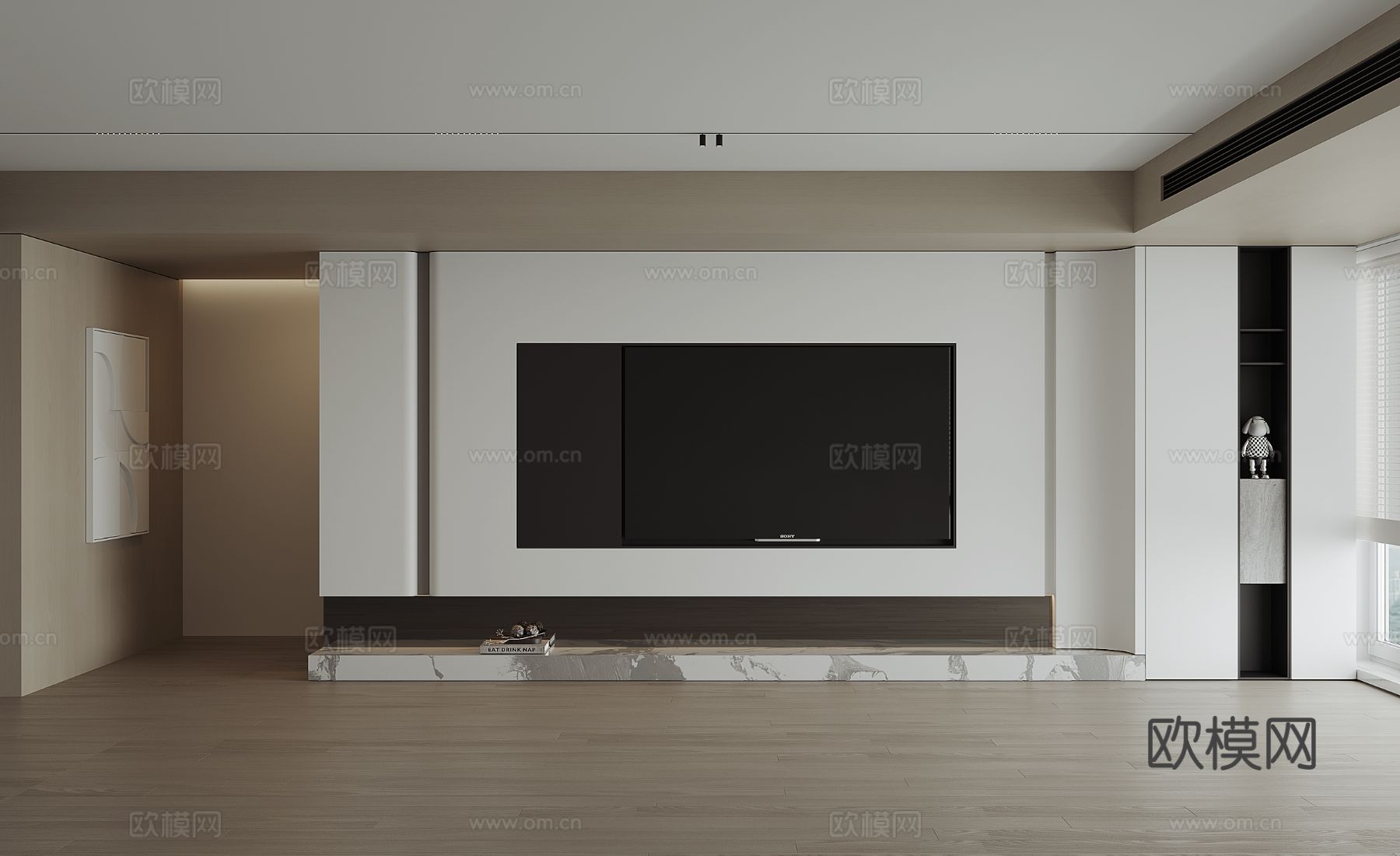 现代电视背景墙3d模型下载