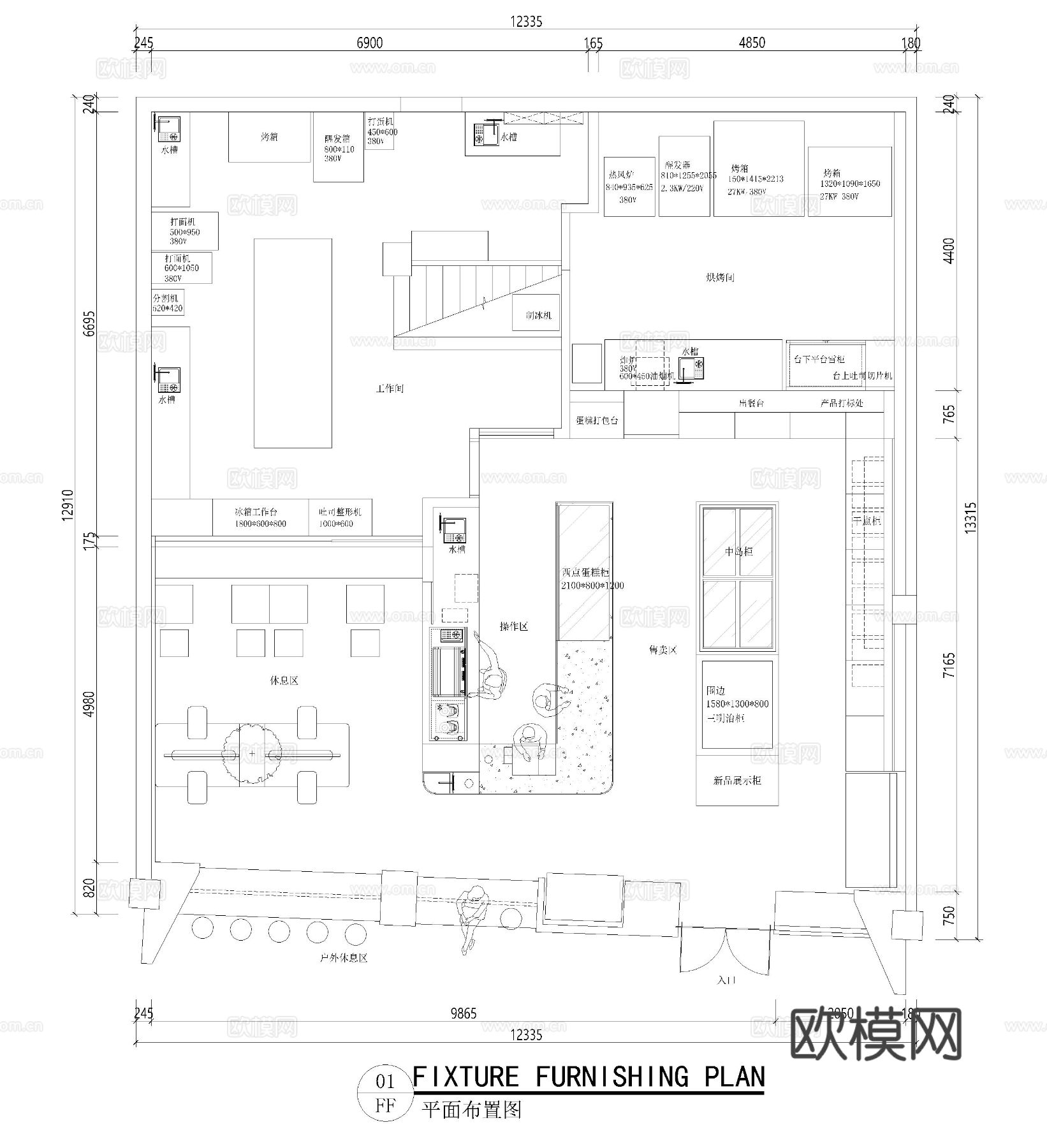 12套蛋糕店 烘焙店 面包房cad施工图