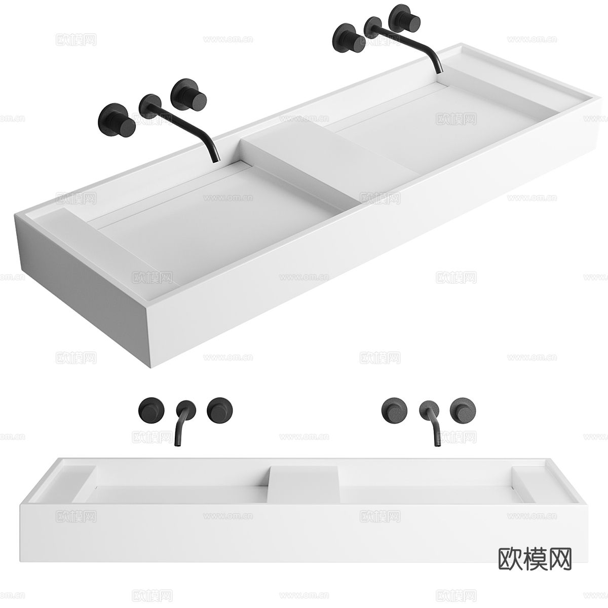 双盆洗脸盆 台盆3d模型