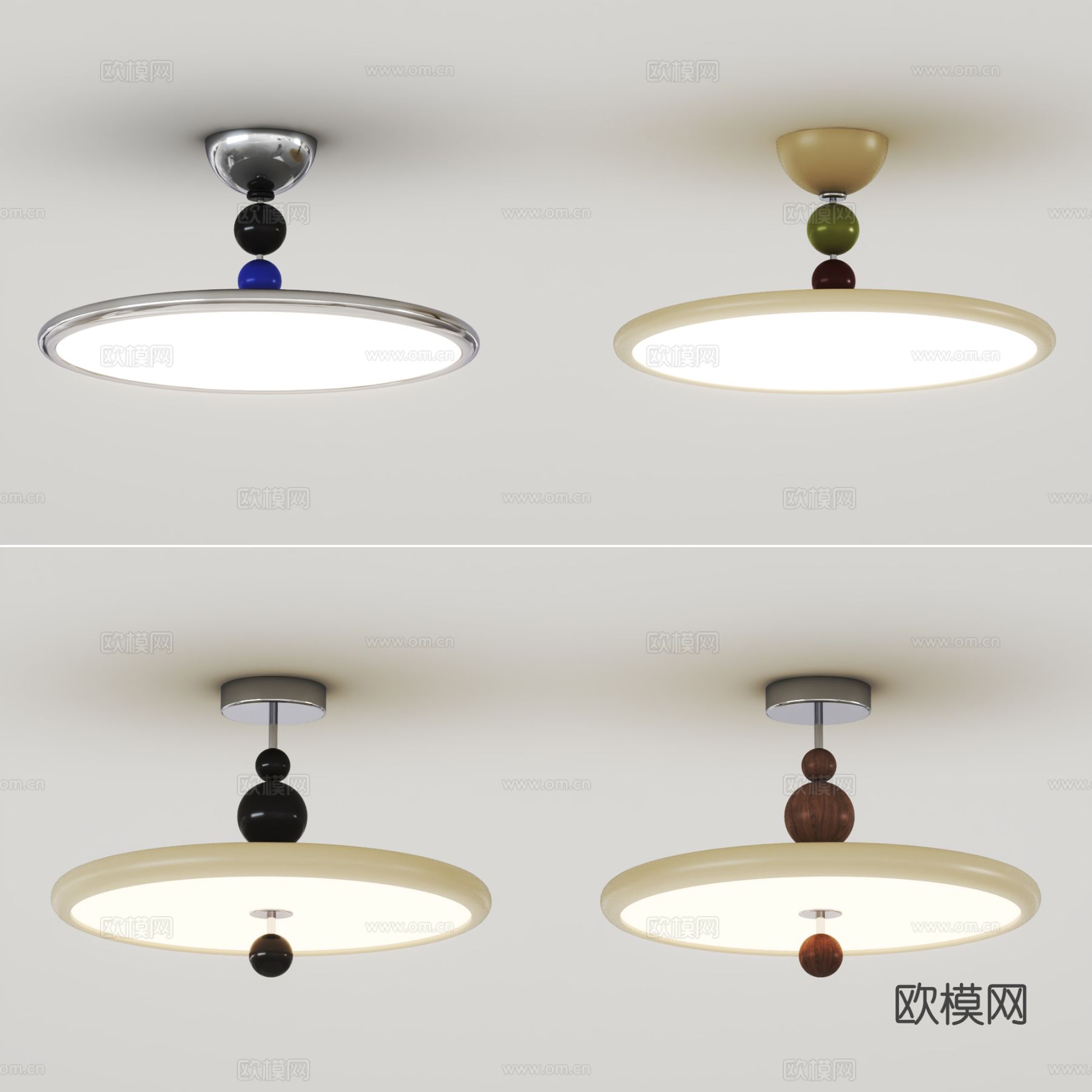 中古风吸顶灯3d模型下载