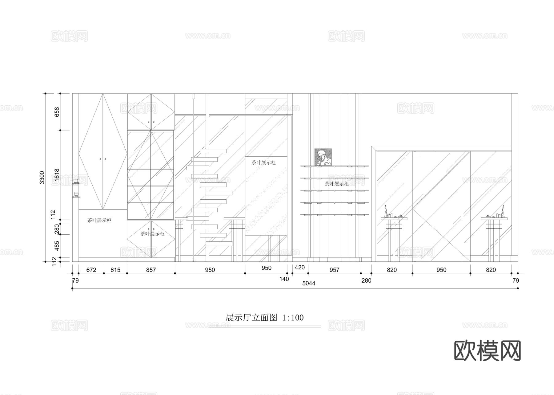 670㎡茶文化 展厅cad施工图