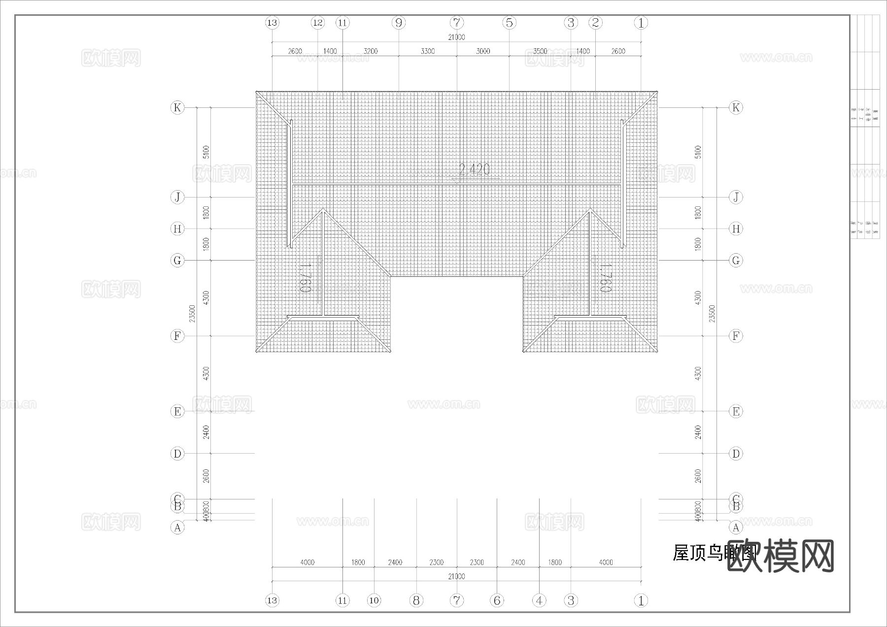 中式三合院 四合院 自建房cad施工图