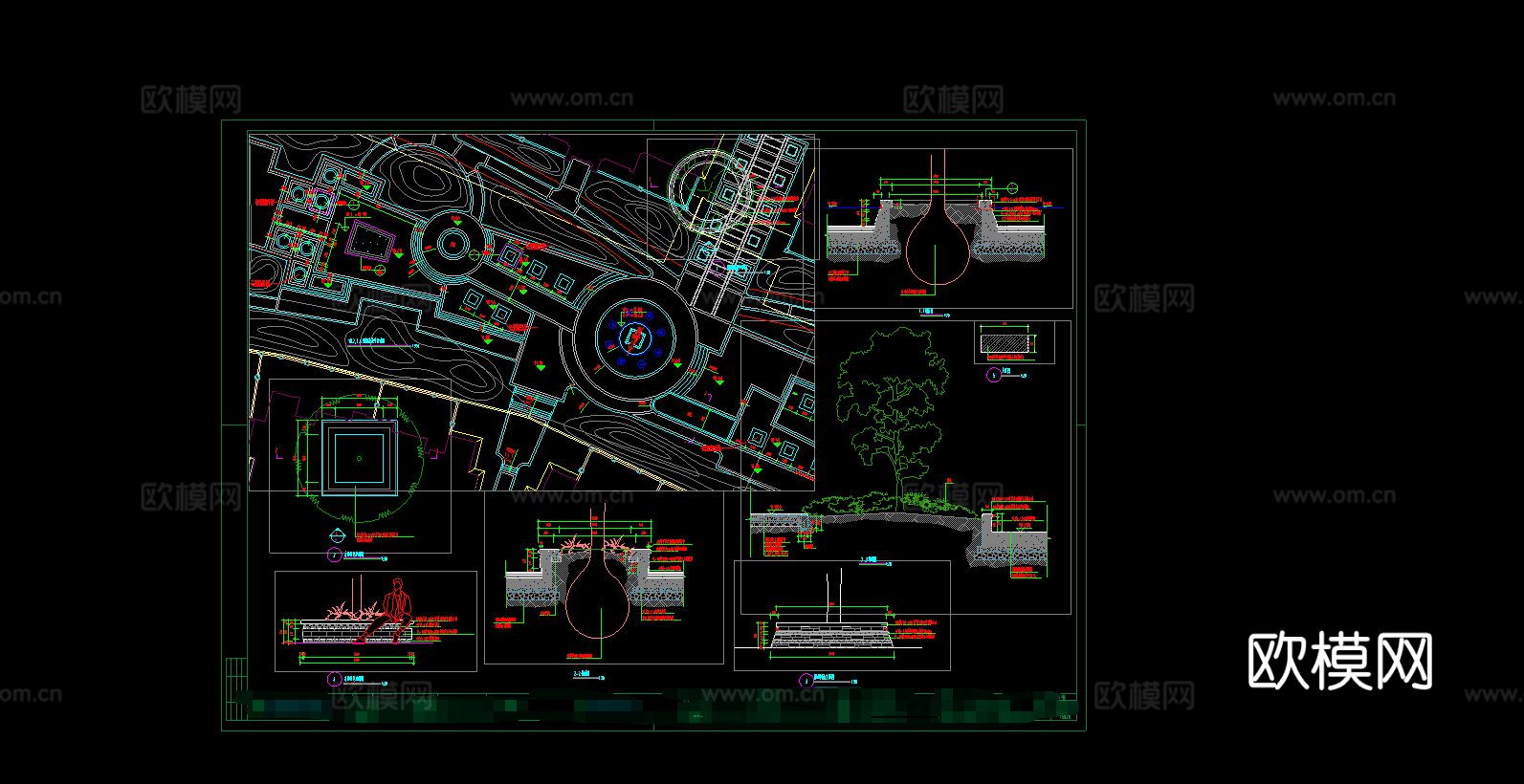 园林景观树池图集cad图库
