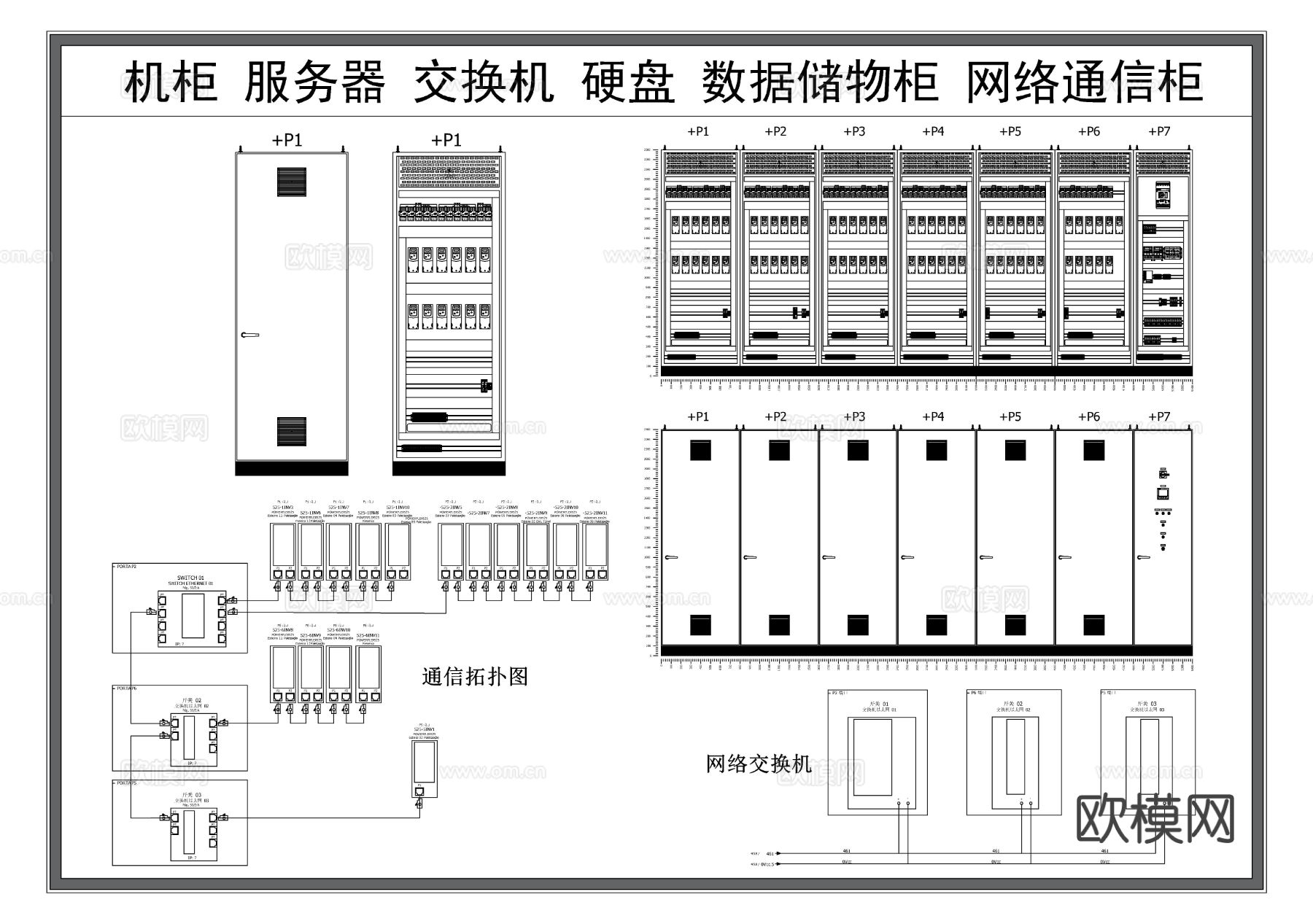 弱电施工图 服务器机柜节点大样图