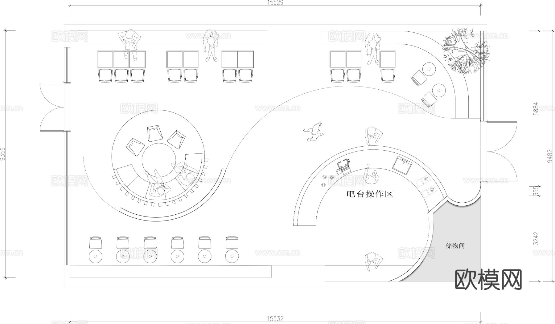 甜品奶茶店cad施工图