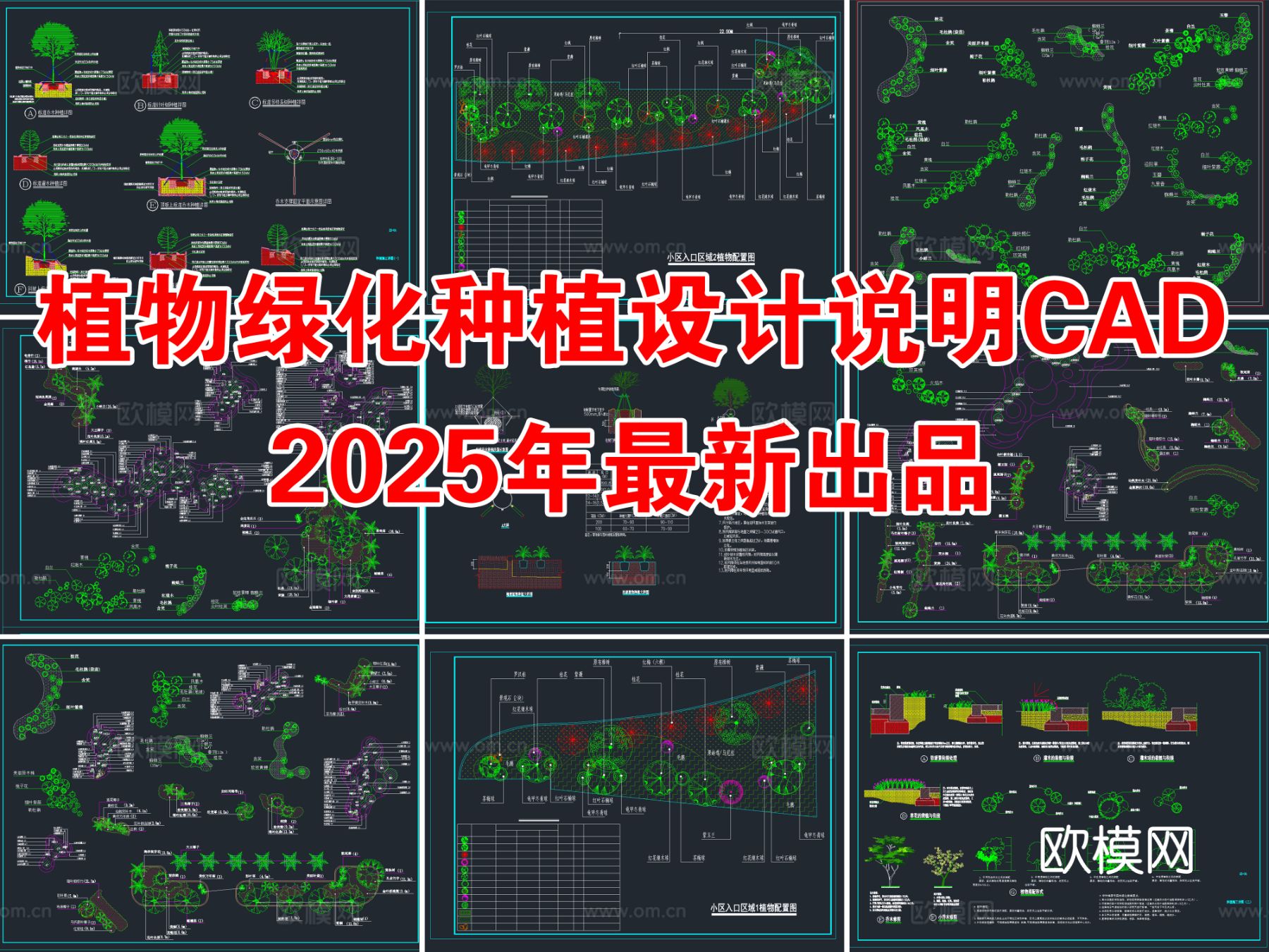 2025年最新植物绿化种植设计说明cad大样图