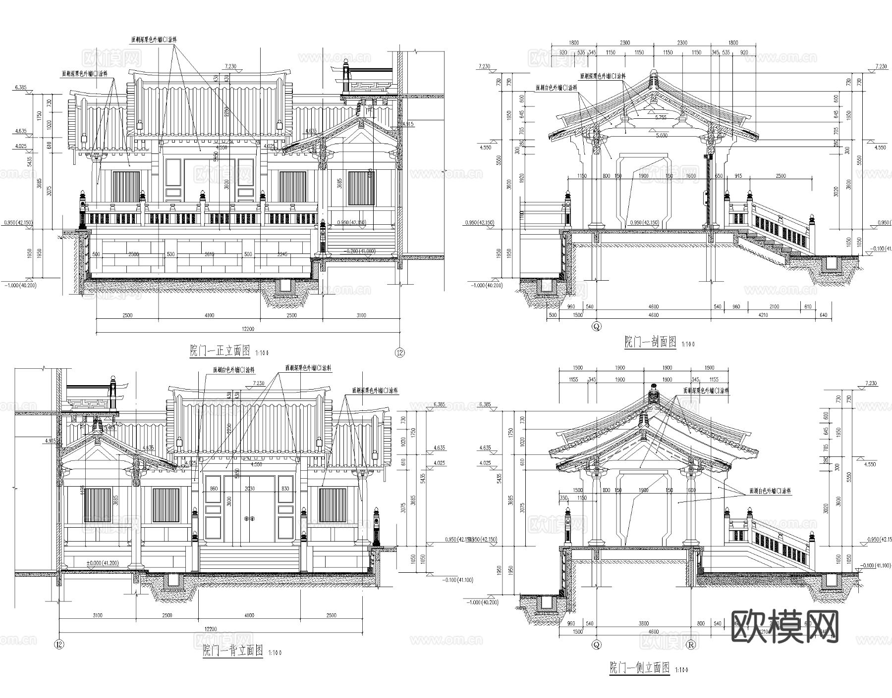 古建寺庙 禅院 仿古建筑 仿唐建筑cad施工图