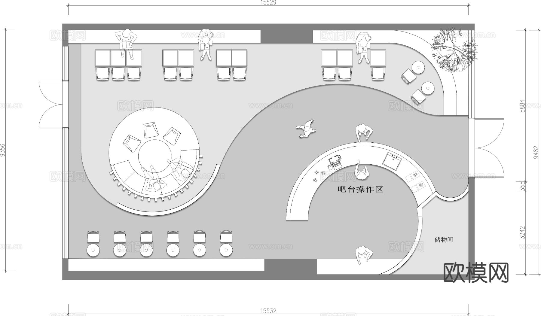 甜品奶茶店cad施工图