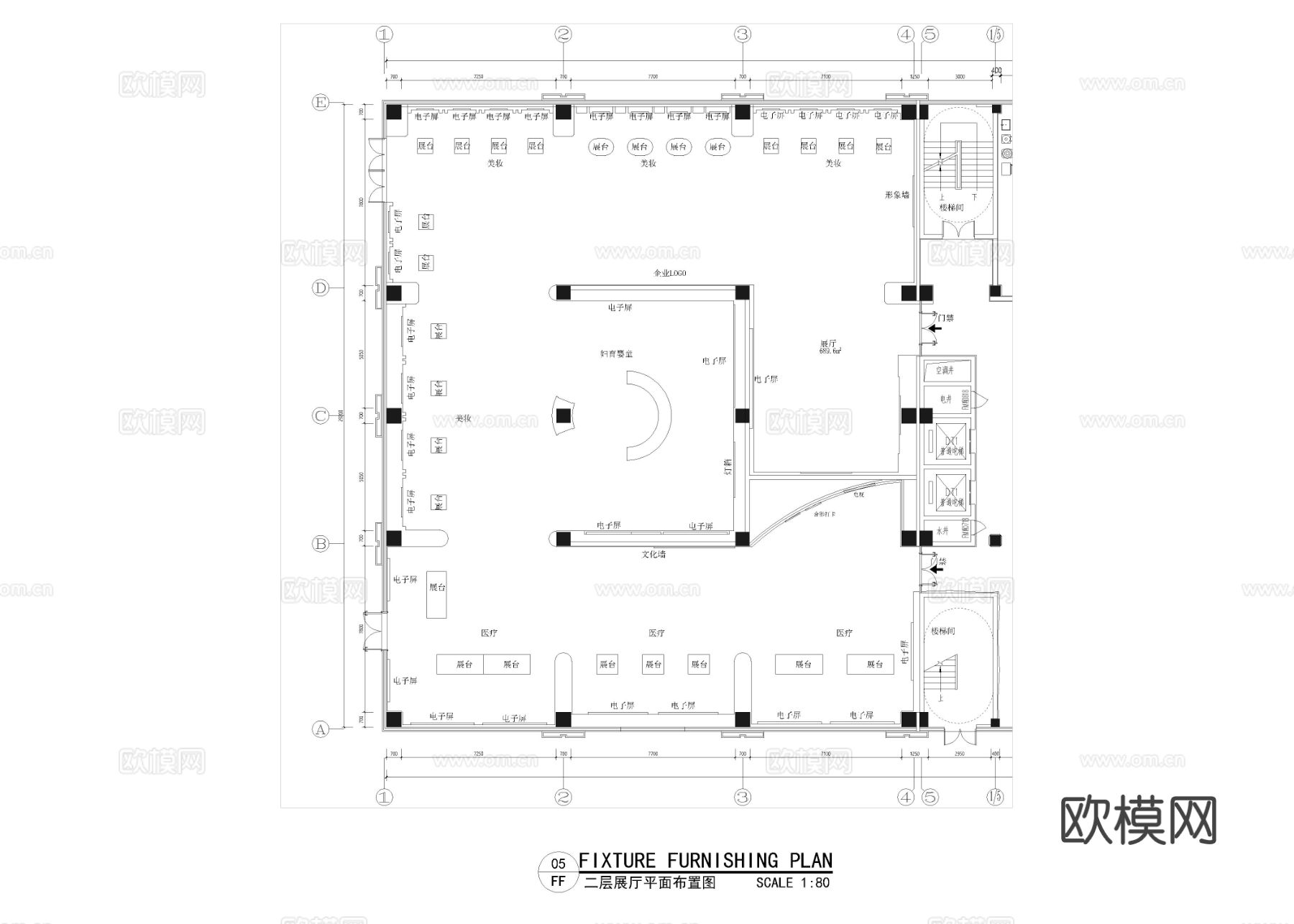 750平方 企业文化 展厅cad施工图