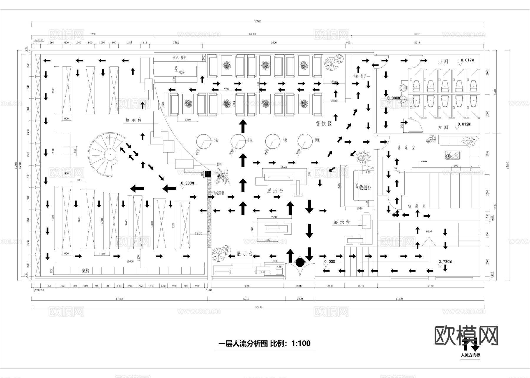 940㎡书店书吧cad施工图