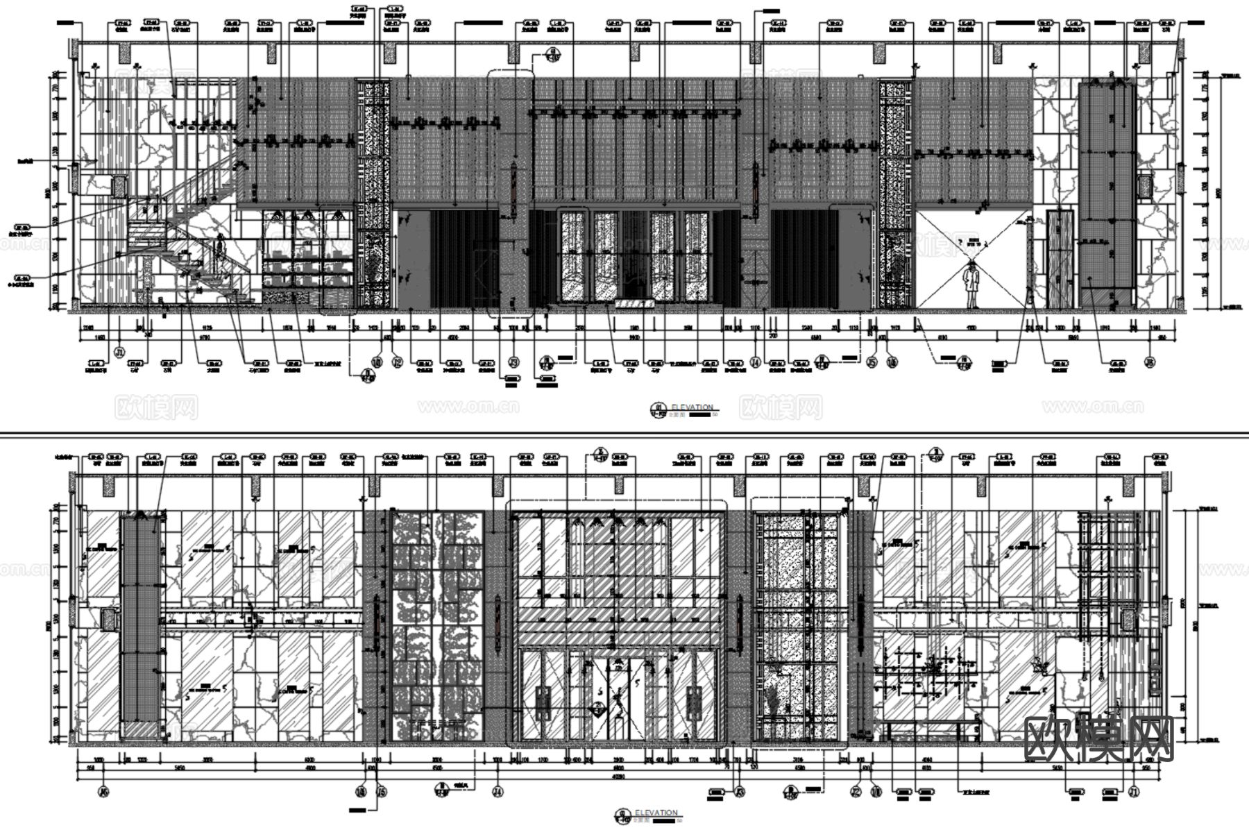 沃尔顿皇家花园 酒店首层大堂公区 CAD施工图 效果图