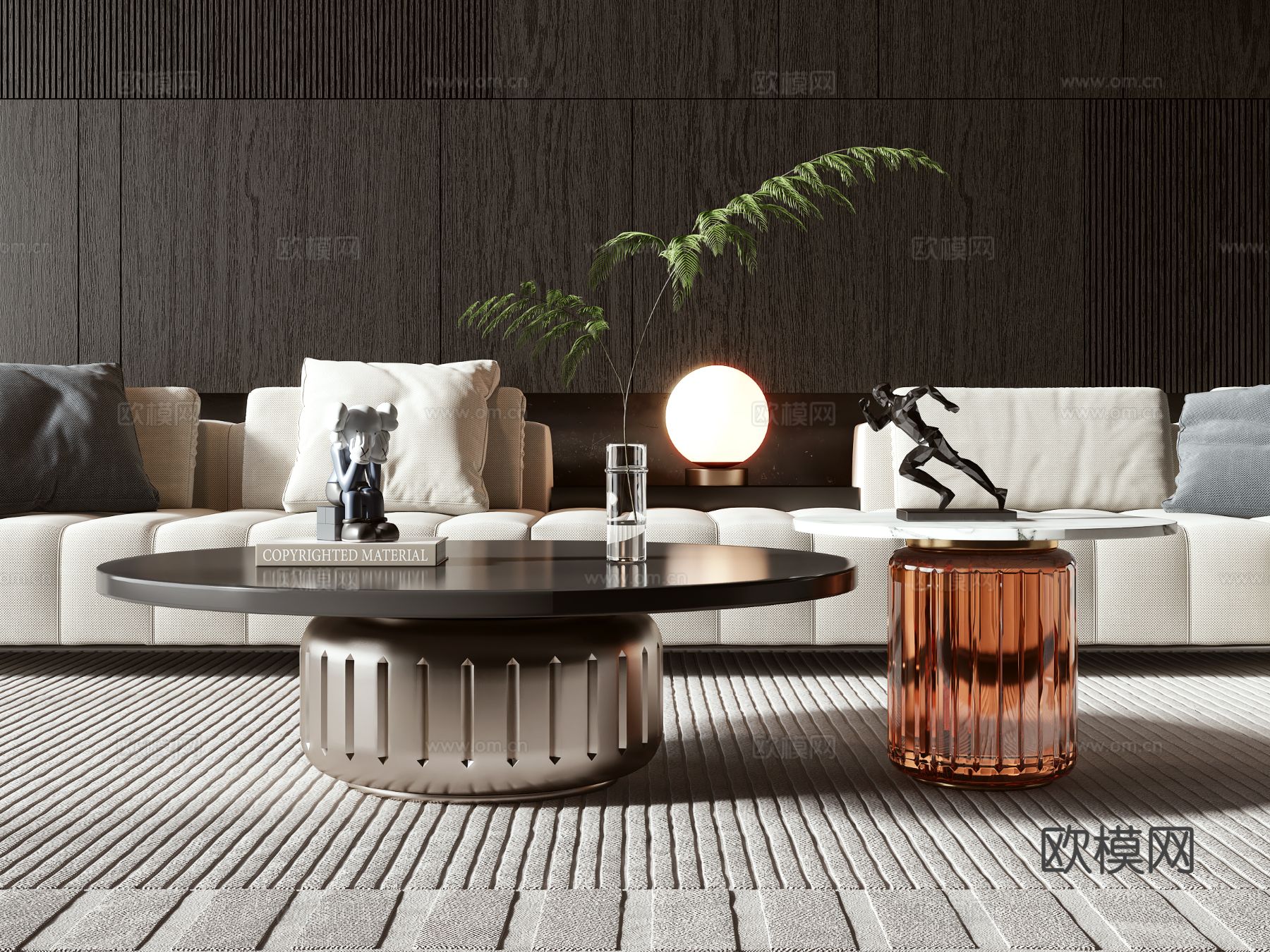 Minotti 意式茶几 子母茶几3d模型