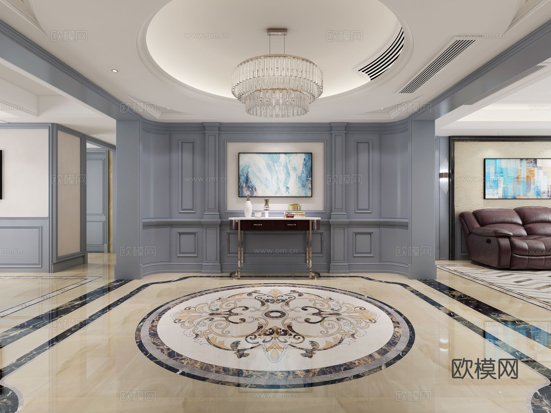 欧式客餐厅3d模型下载（渲染图3）