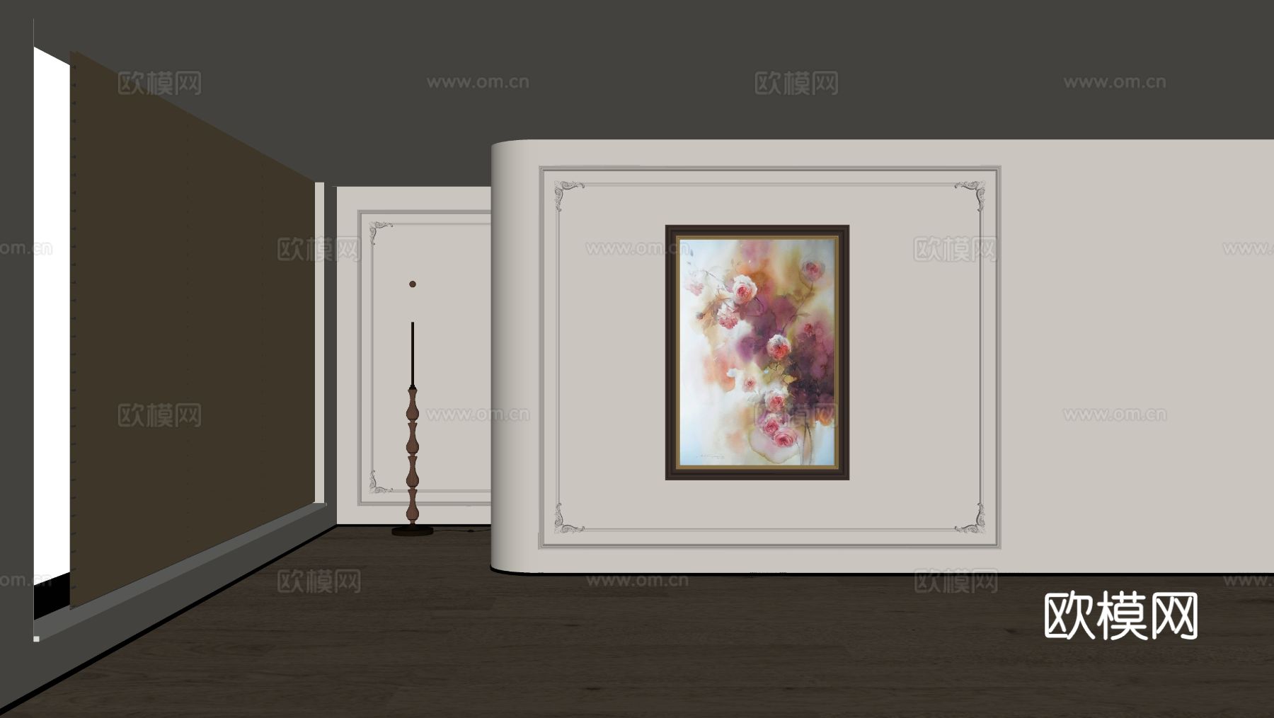 美式油画 装饰画su模型下载（渲染图1）