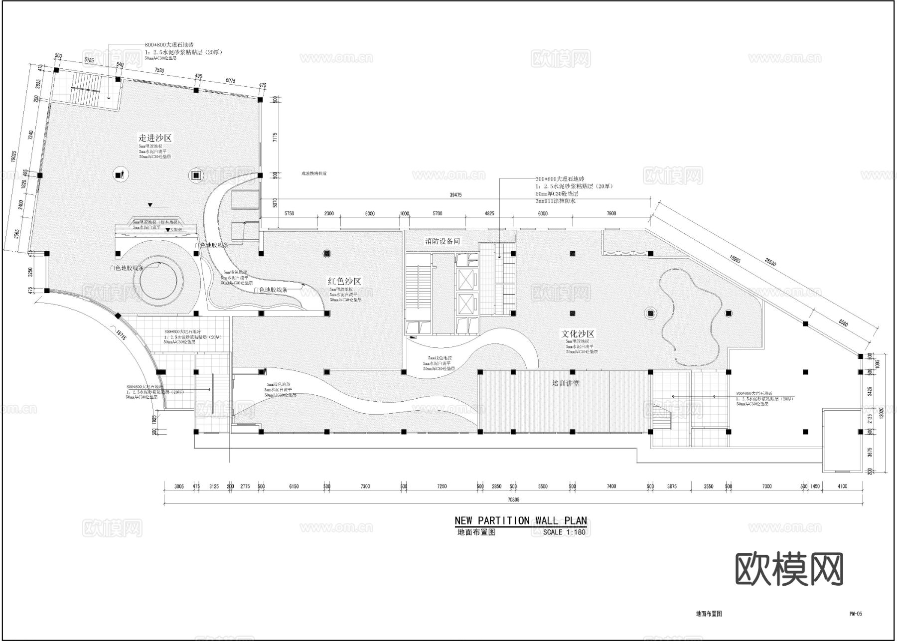 1900平方 社区党建 文化展厅cad施工图